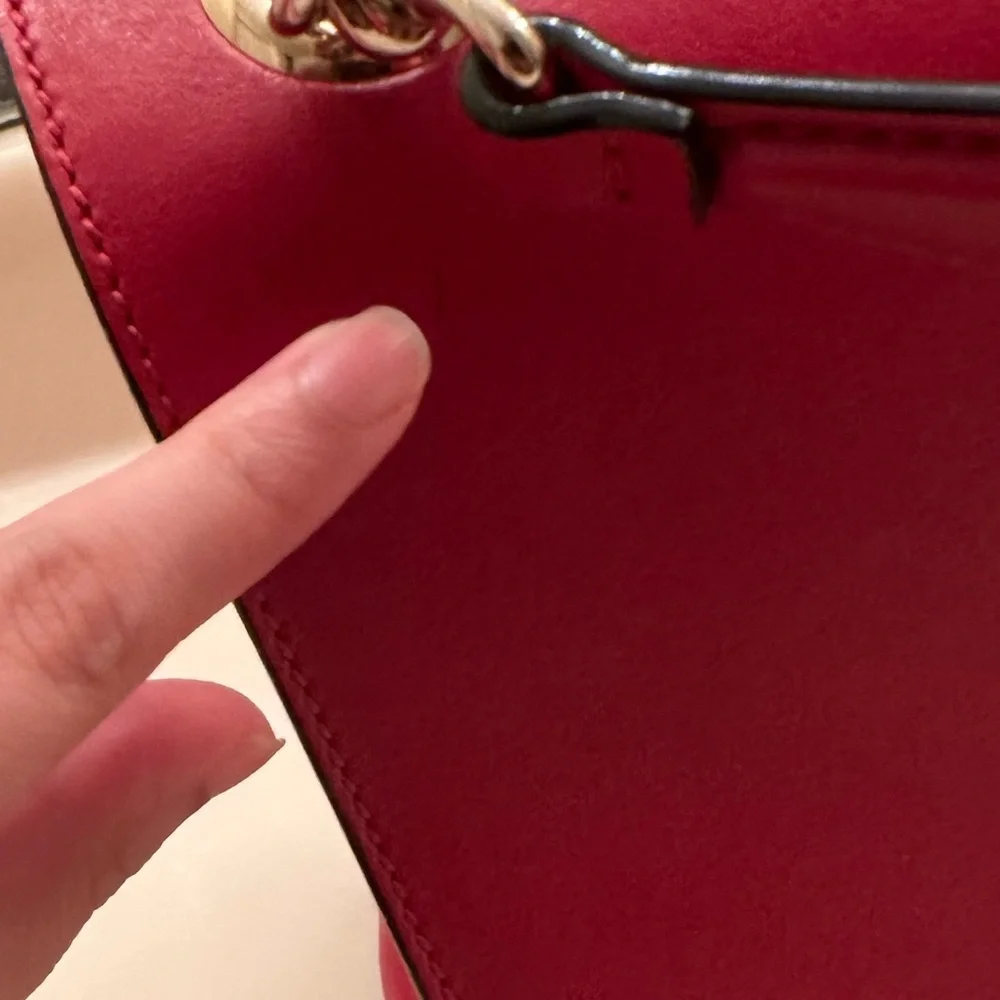 Very rare Miu Miu $2500 Authentic Red Leather Chain Handle Shoulder Bag.